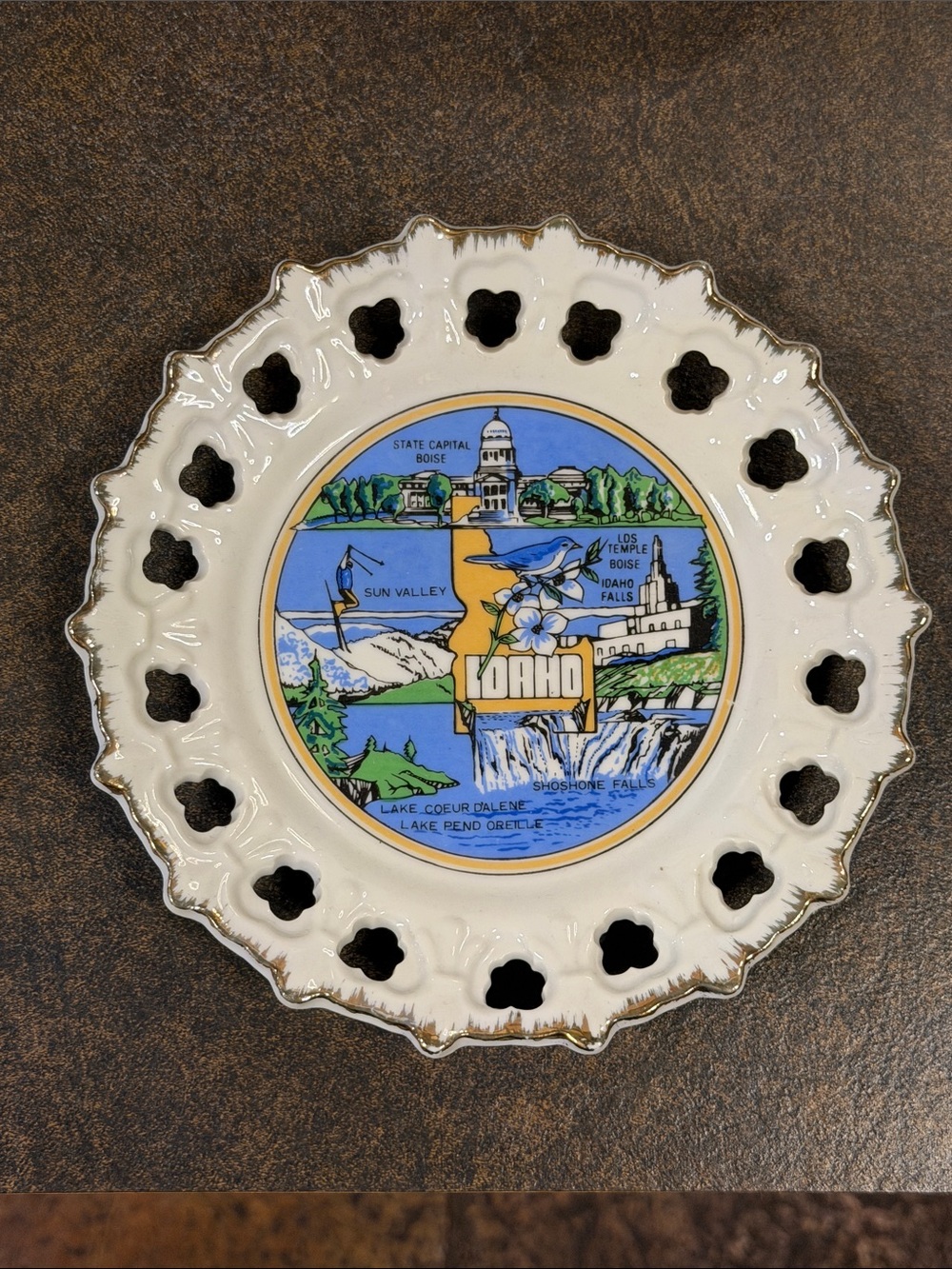 Idaho Decorative Collector Plate - White and Blue State Souvenir